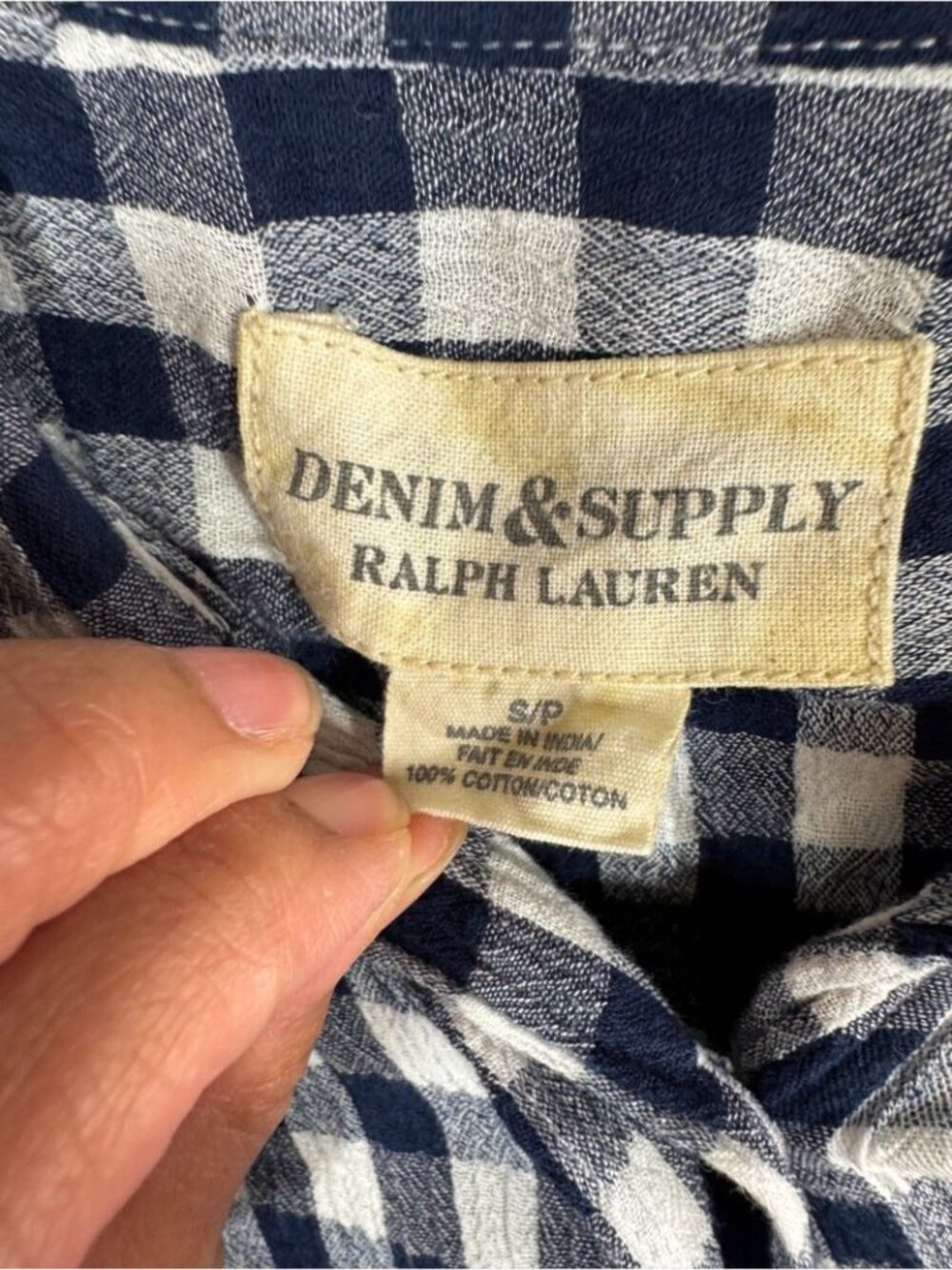 Ralph Lauren Denim & Supply Gingham Romper Blue White SP Cottagecore Boho - Picture 9 of 14